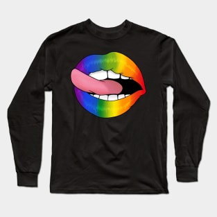 Rainbow Lips LGBT Gay pride flag - I Licked It So It's Mine design Long Sleeve T-Shirt